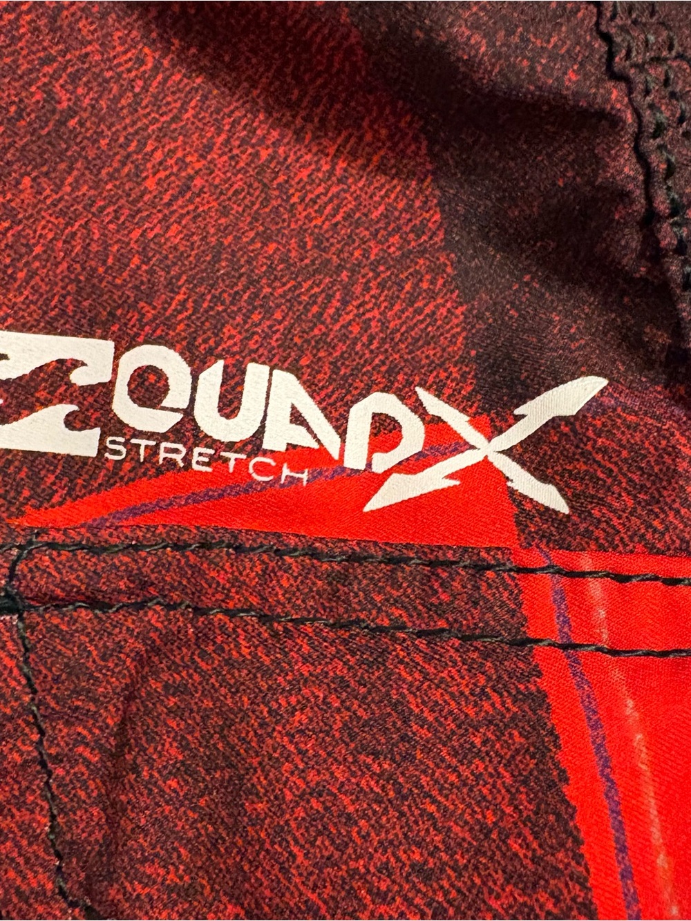 Billabong Platinum Quad Stretch Board Shorts Red and Black Buffalo Plaid Pattern - Picture 9 of 12
